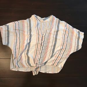 Sim & Sam Crop Front Knot Shirt